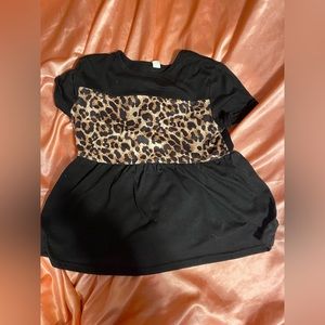 black & leopard shein flowy top